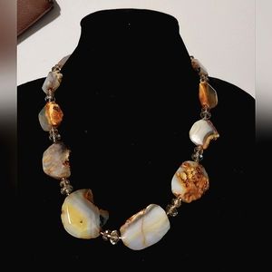 Yellow Agate Glass bead Necklace
